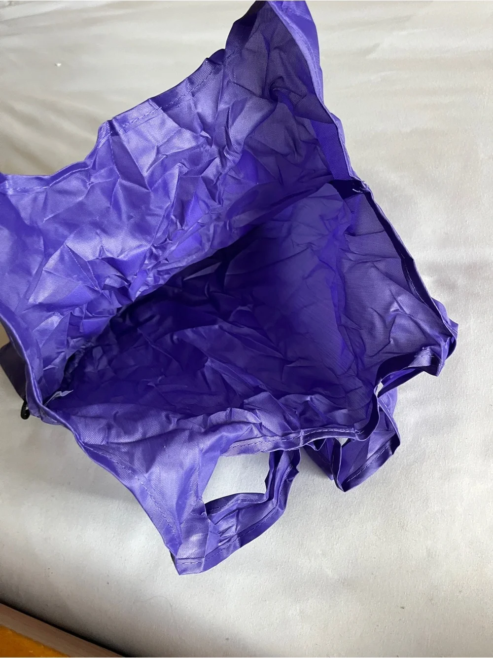 NYU Purple Nylon Packable Reusable Shopping Tote Bag Drawstring Pouch Blue 12x12